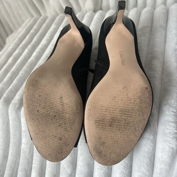 Calvin Klein Nastassia Suede Leather D'orsay Cutout Peep Toe Bootie Heels US 10 - Picture 13 of 15